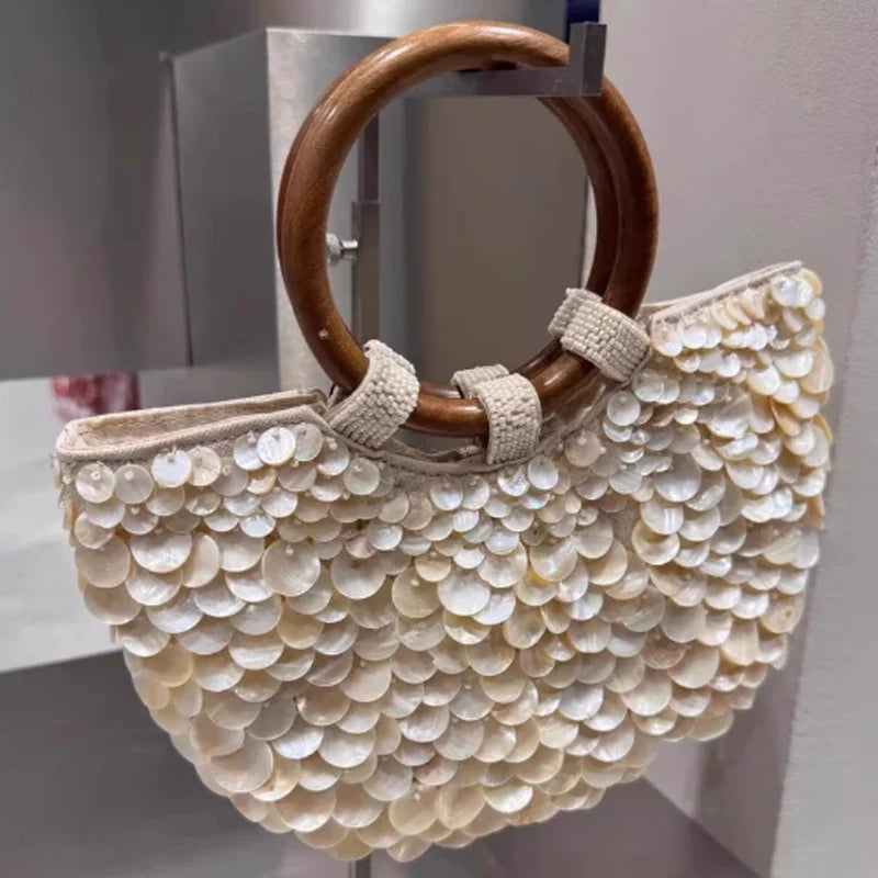 White Crystal Top-Handle Clutch