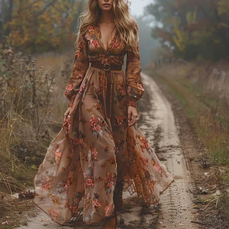 Boho V-Neck Maxi Dress