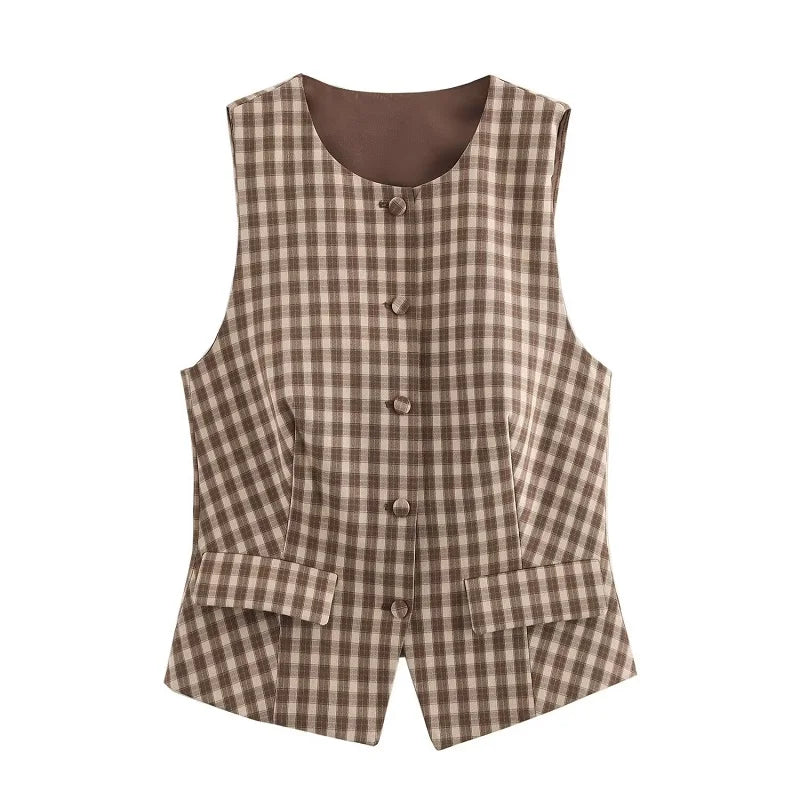 Plaid Sleeveless Crop Top set