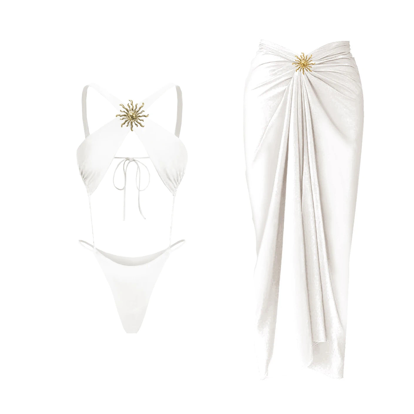 2Pcs One-Shoulder Bikini Set