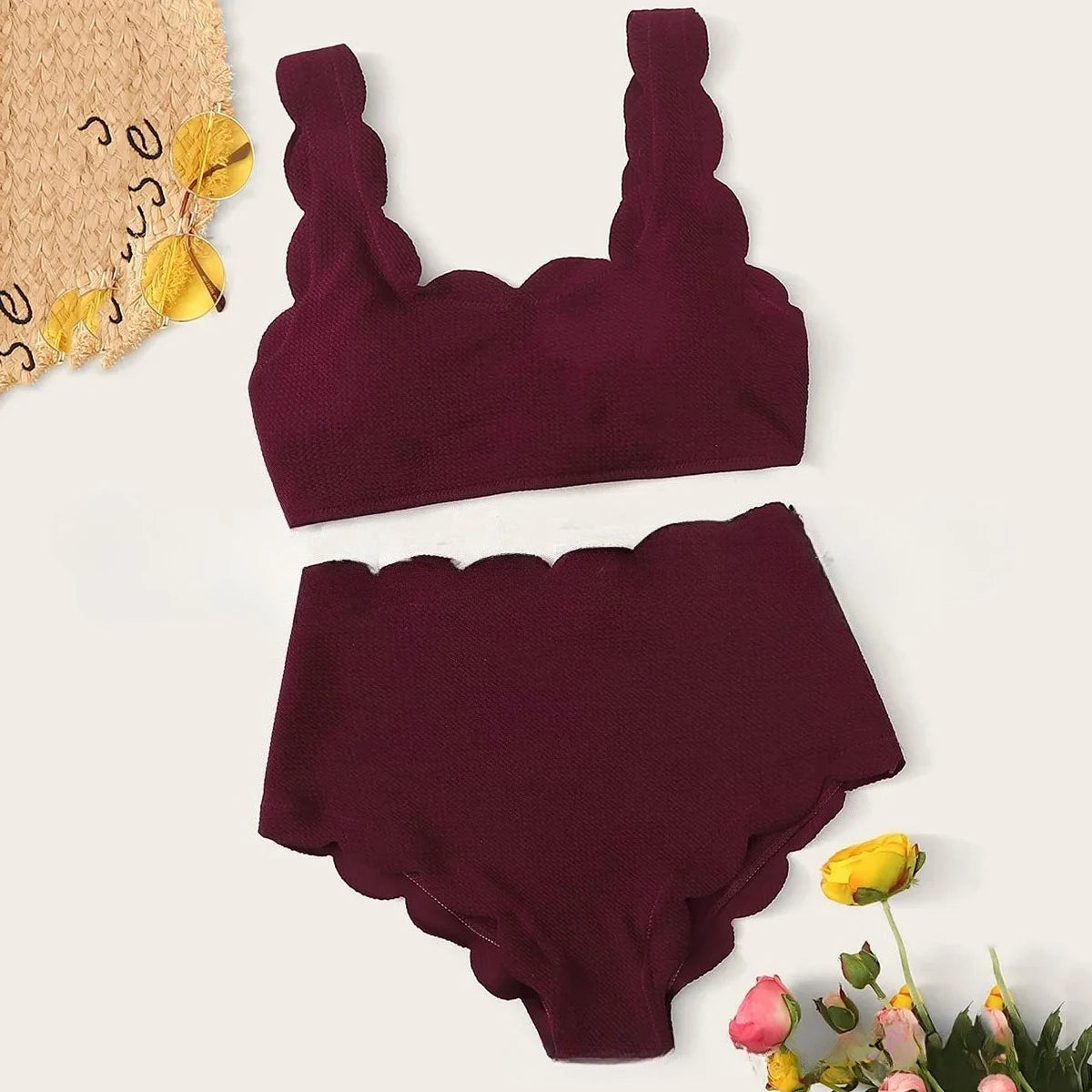 2025 Solid High Waist Bikini