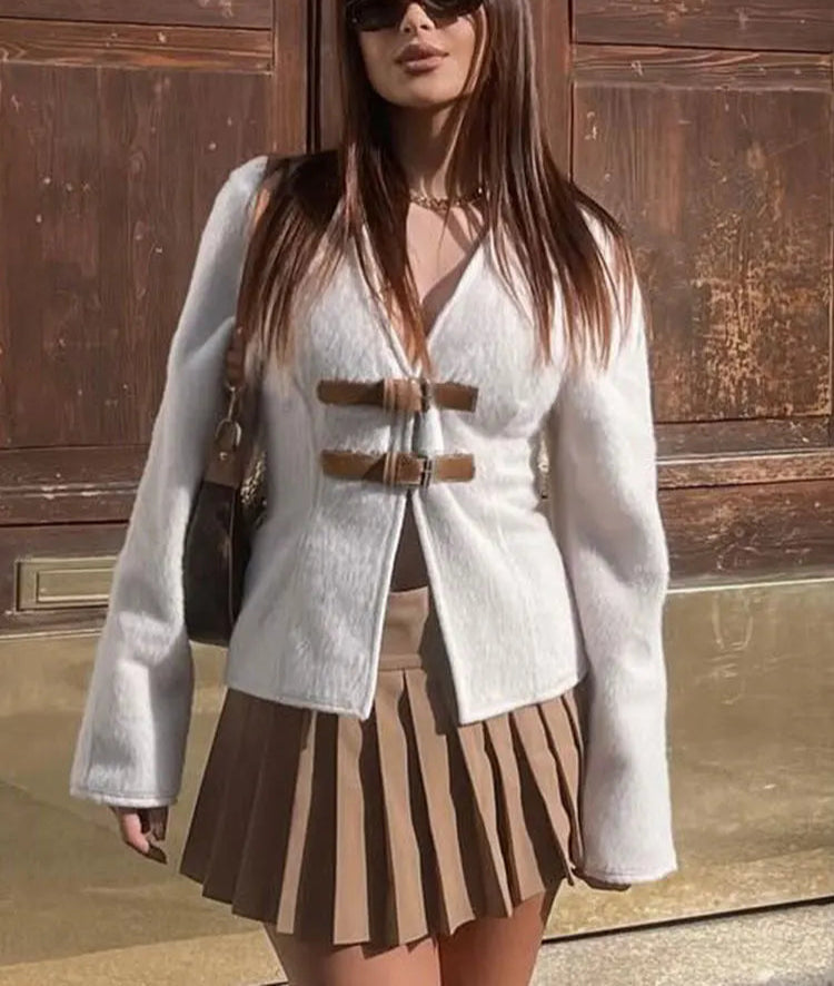 Retro Woollen Leather Coat