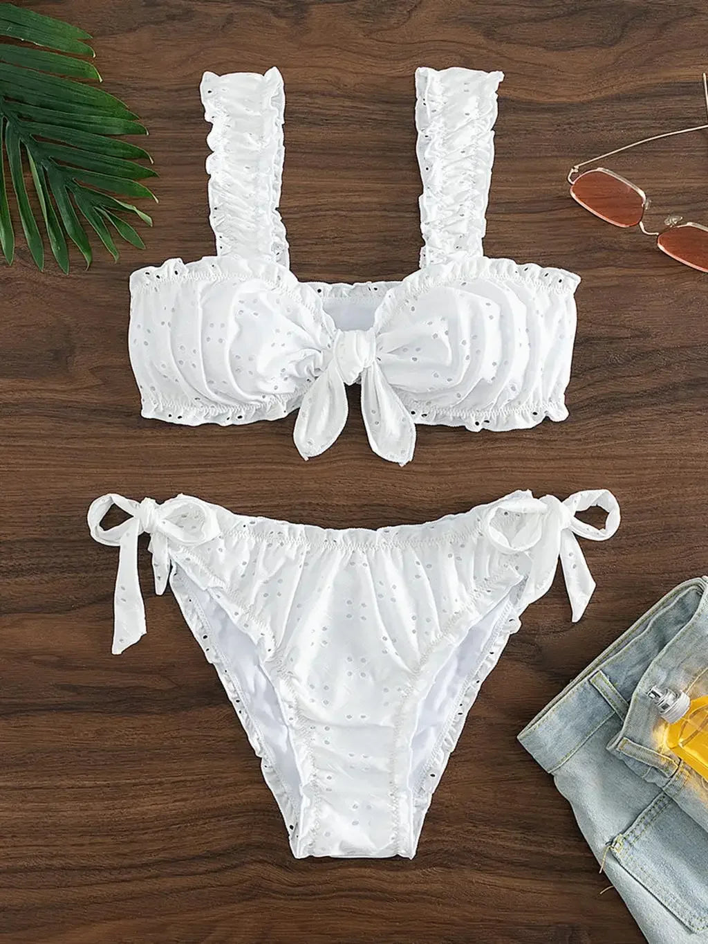 Vintage Ruffle Suspender Bikini Set
