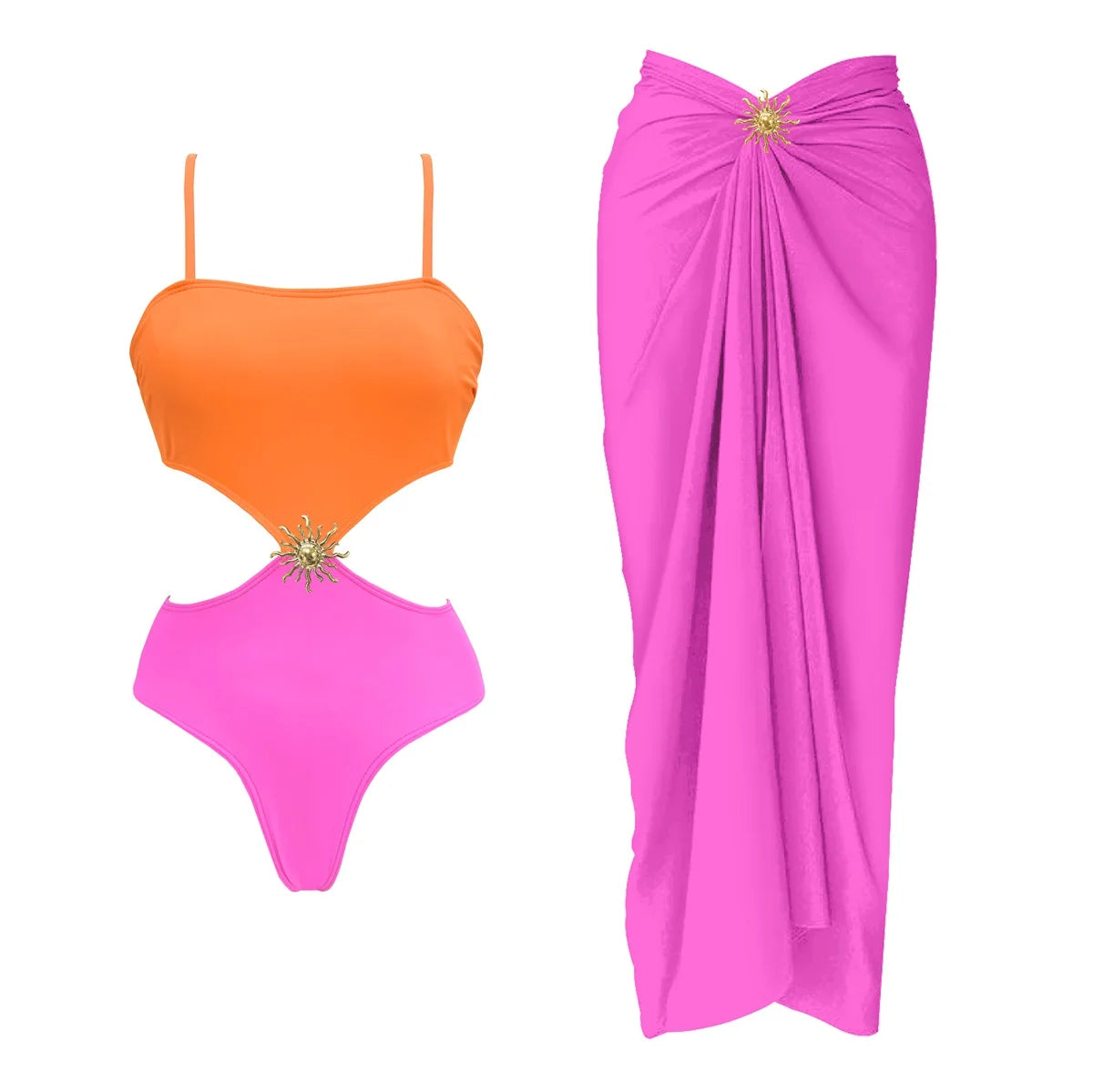 2Pcs One-Shoulder Bikini Set