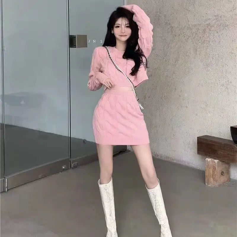 Knitted Sweater Skirt Set