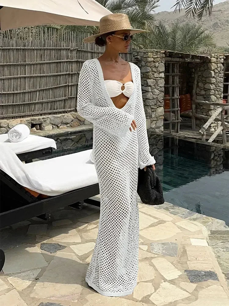 U-Neck Bell Sleeve Maxi Dress