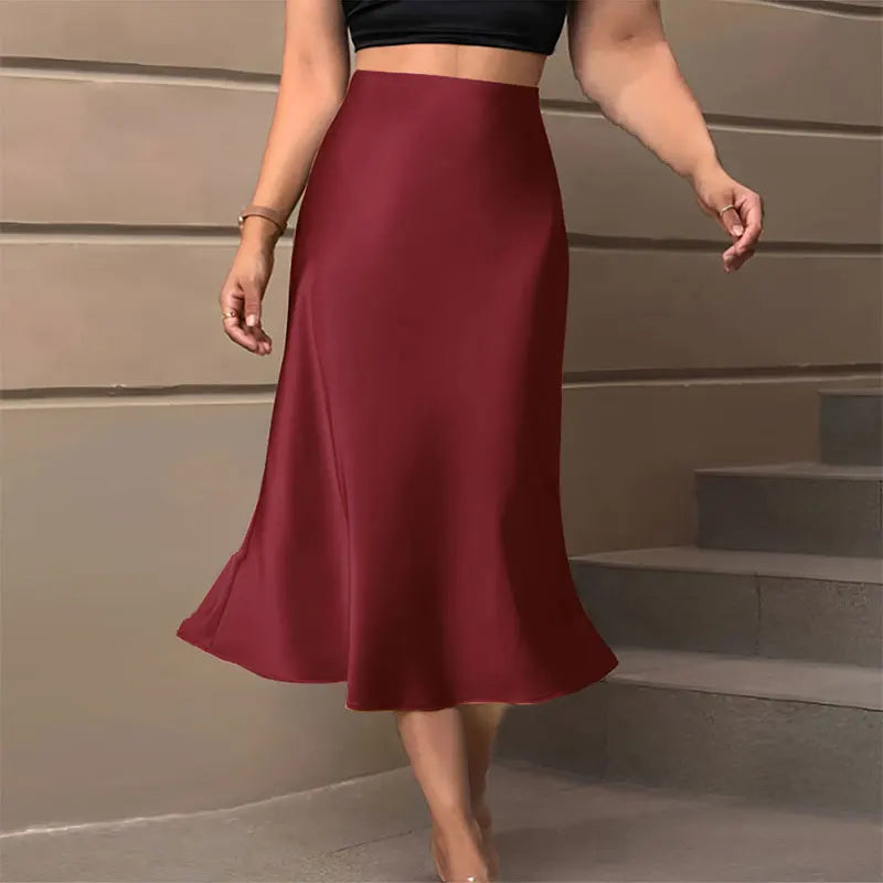 Satin A-Line Skirt