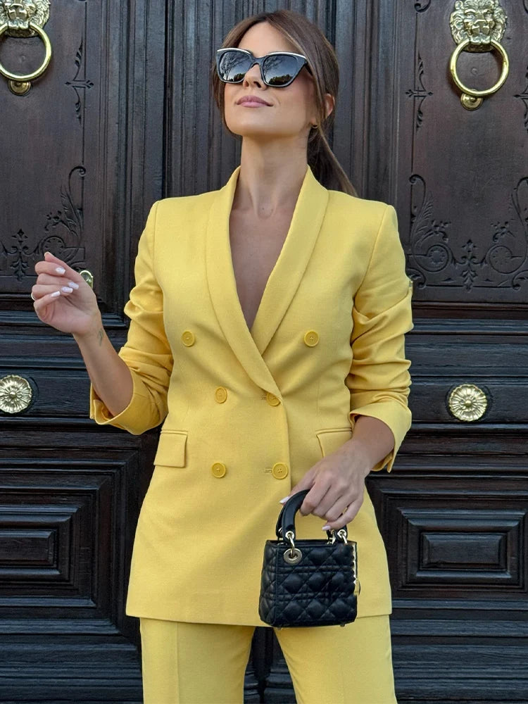 Yellow Blazer & Pants Set