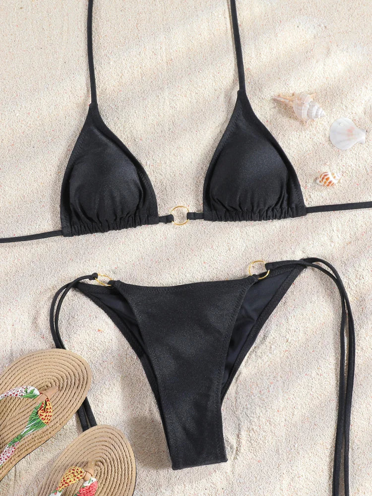 Printed Bandage Bikini Set
