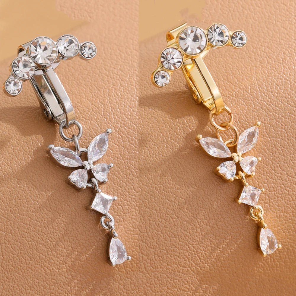 Butterfly Flower Clip Belly Ring