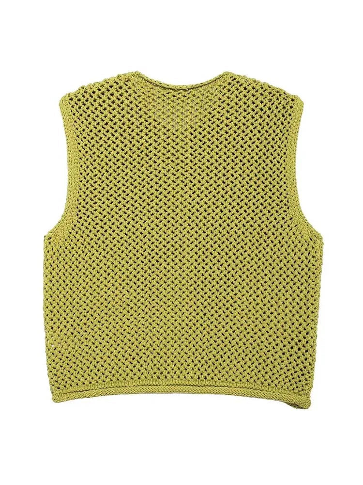 Sleeveless Knit Vest with Pockets