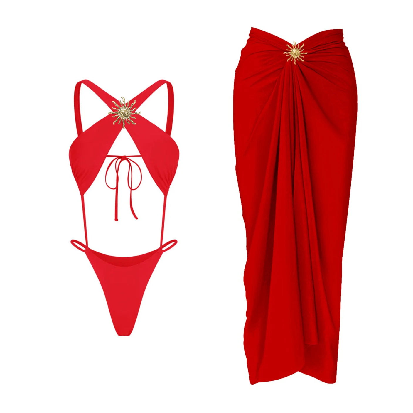 2Pcs One-Shoulder Bikini Set