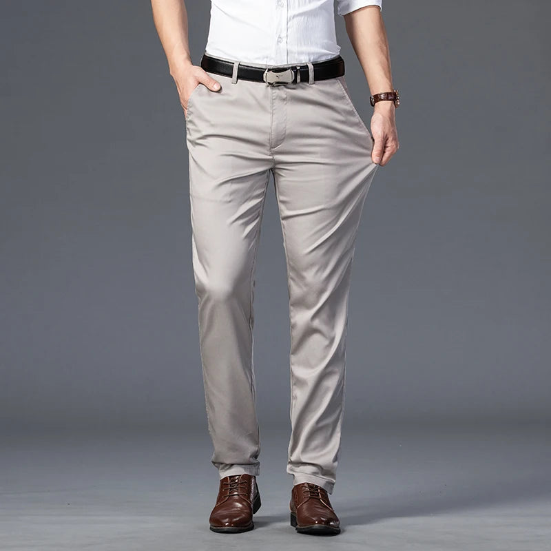 Summer Slim Fit Cotton Suit Pants