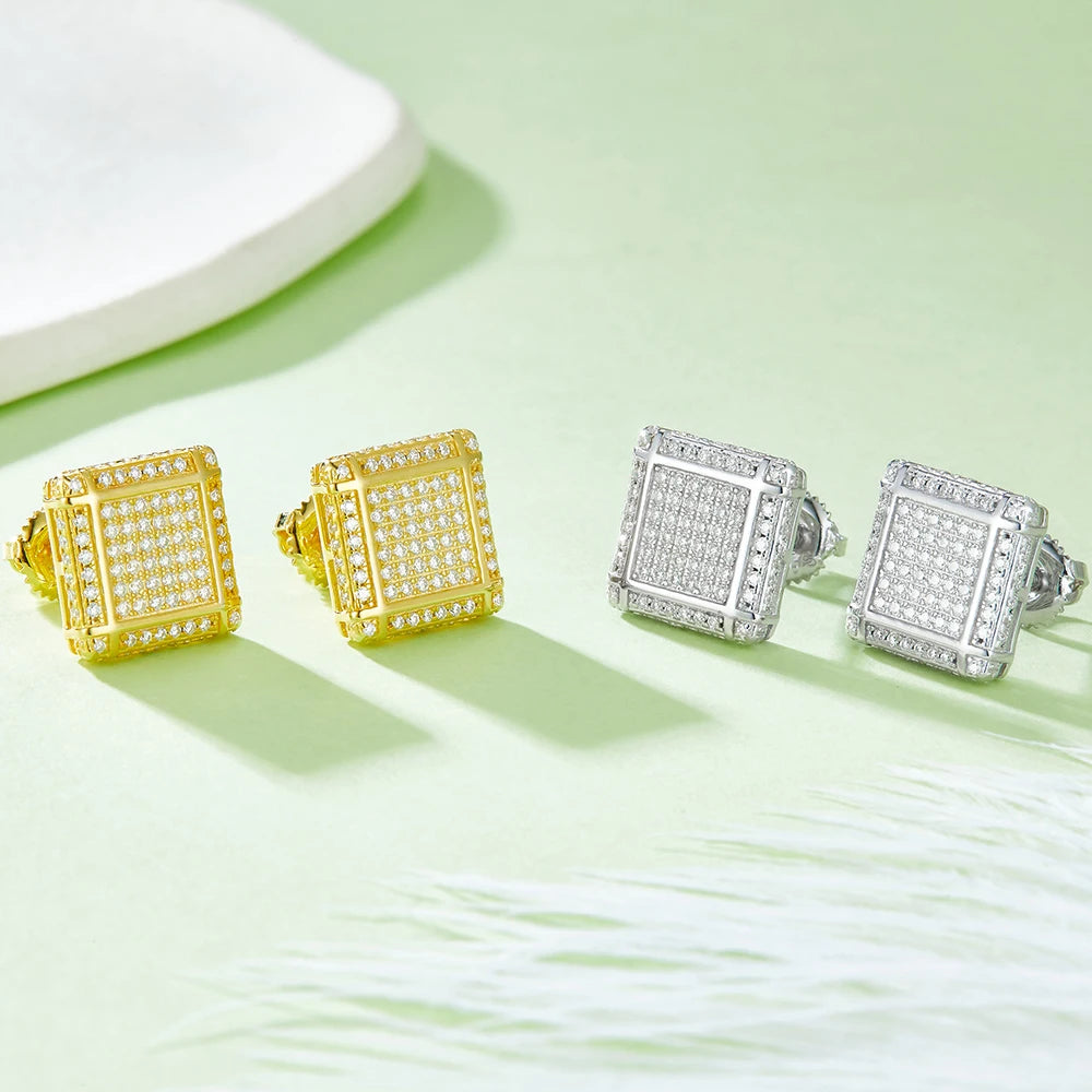 Sterling Moissanite Square Stud Earrings