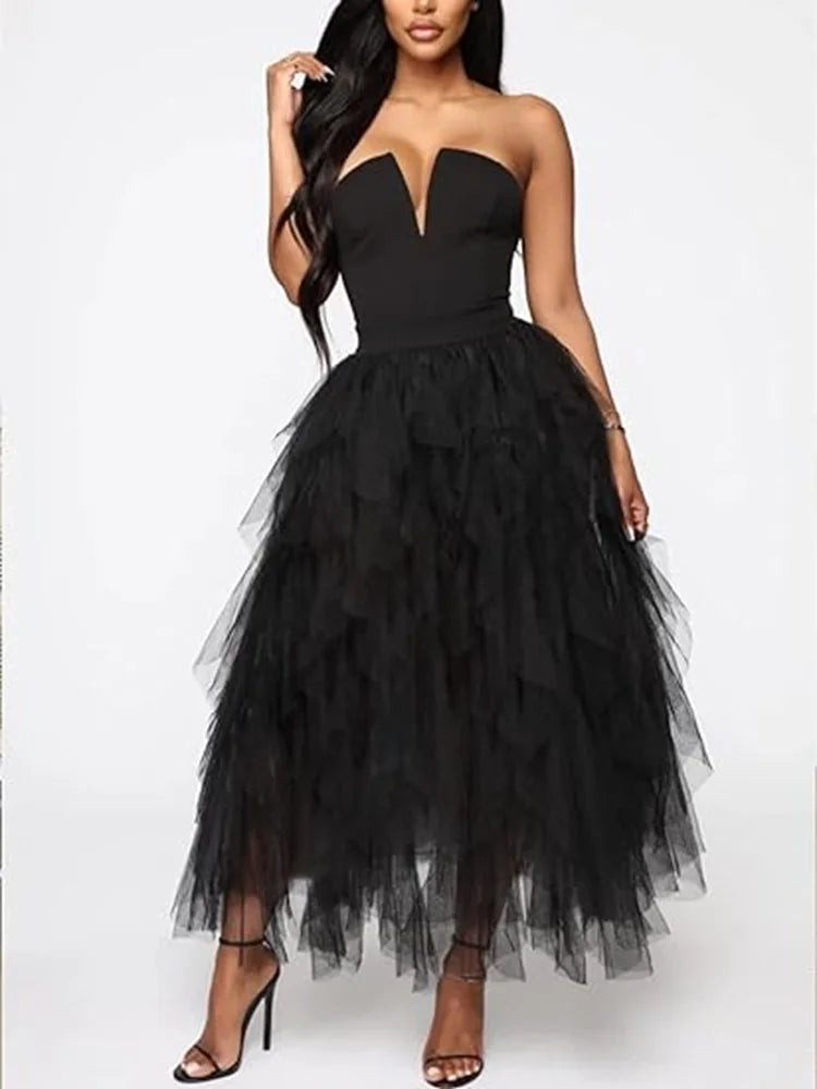 Tiered Tulle A-Line Skirt