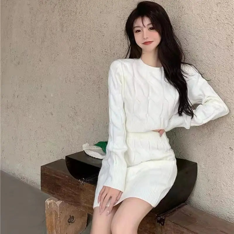 Knitted Sweater Skirt Set