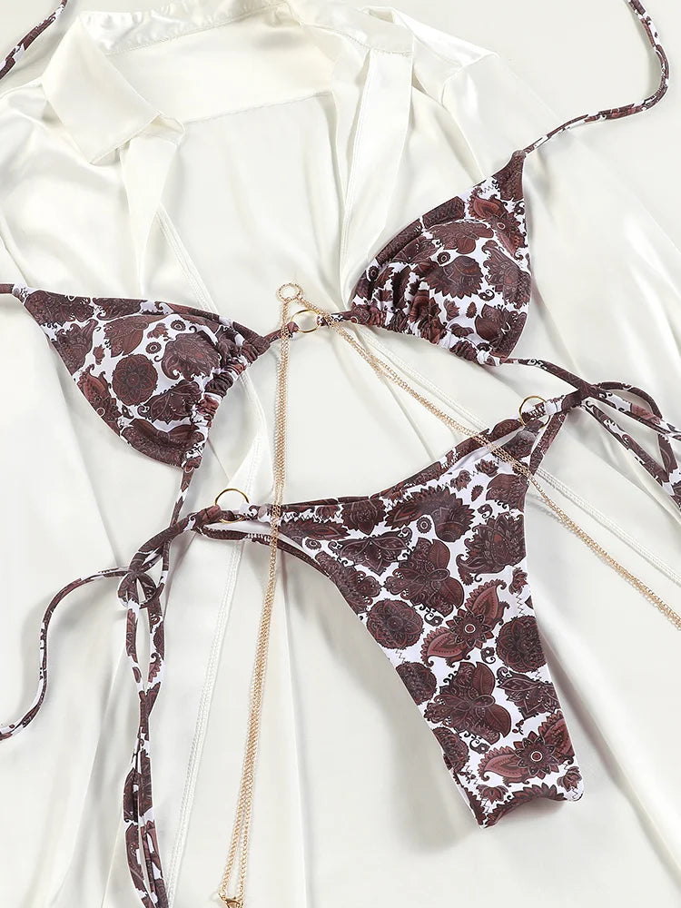Printed Bandage Bikini Set