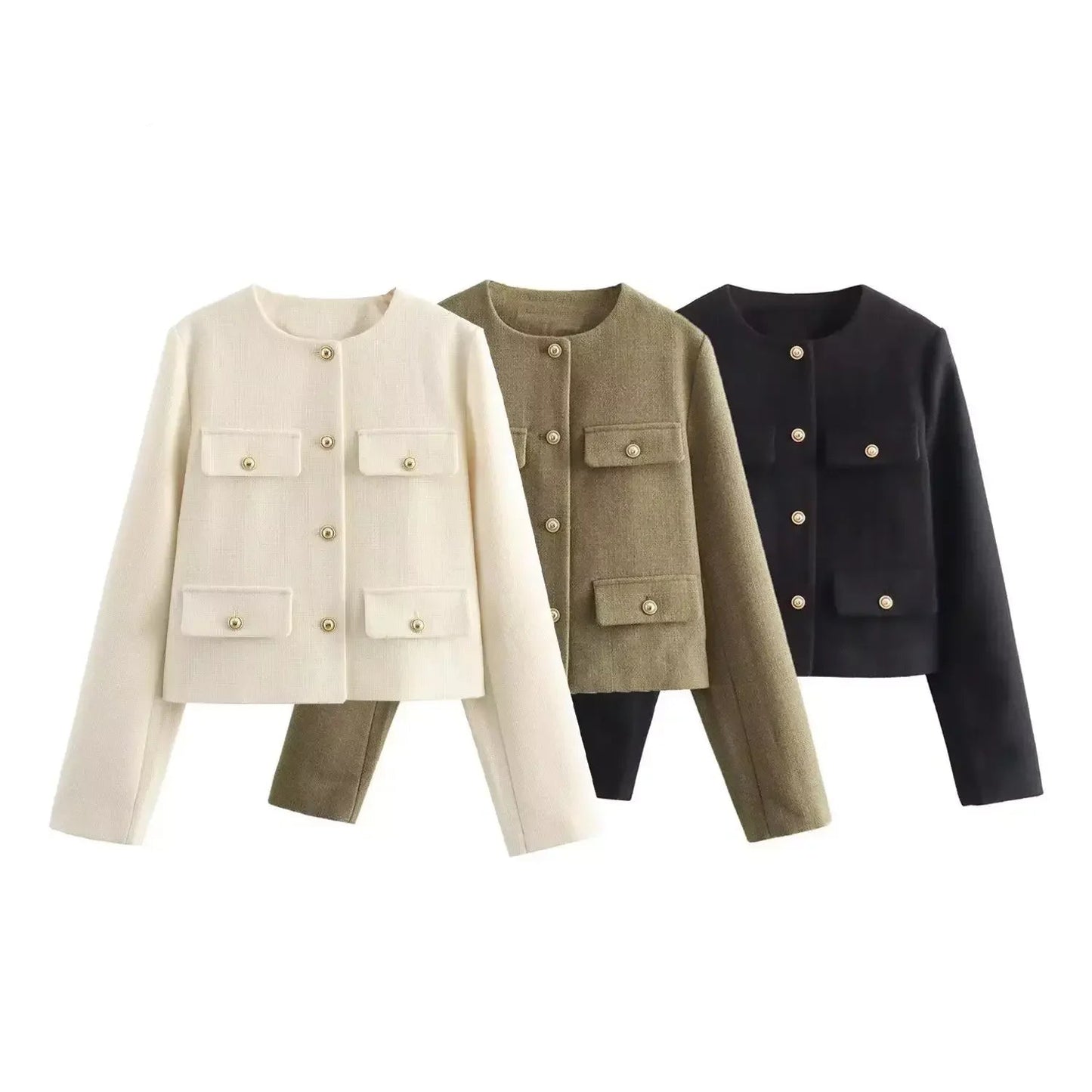 Textured Short Button Jacket