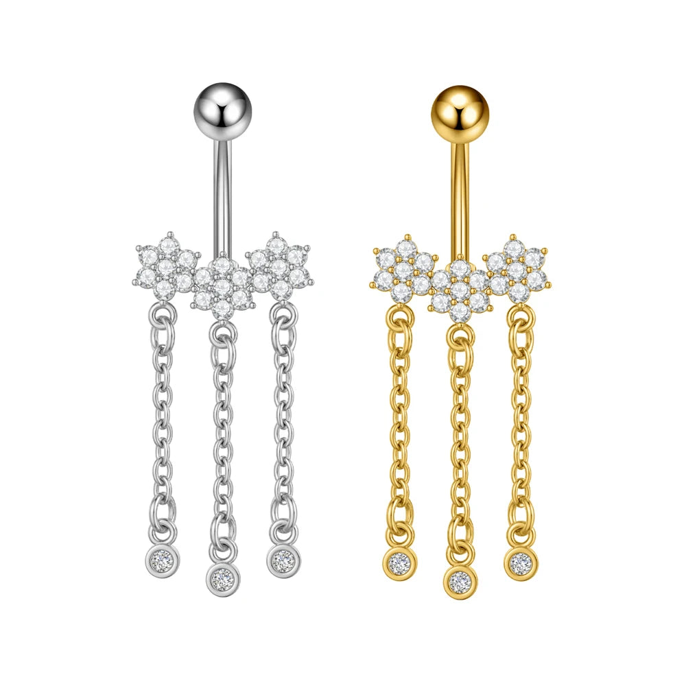 Butterfly Flower Clip Belly Ring