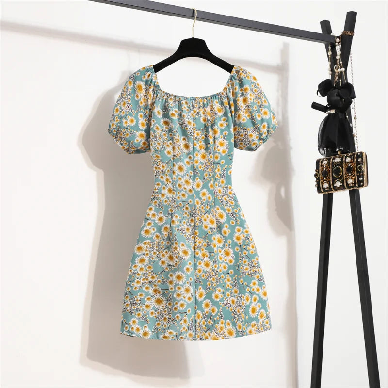 Floral Print Chiffon Mini Dress