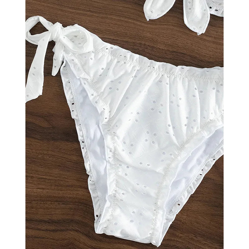 Vintage Ruffle Suspender Bikini Set