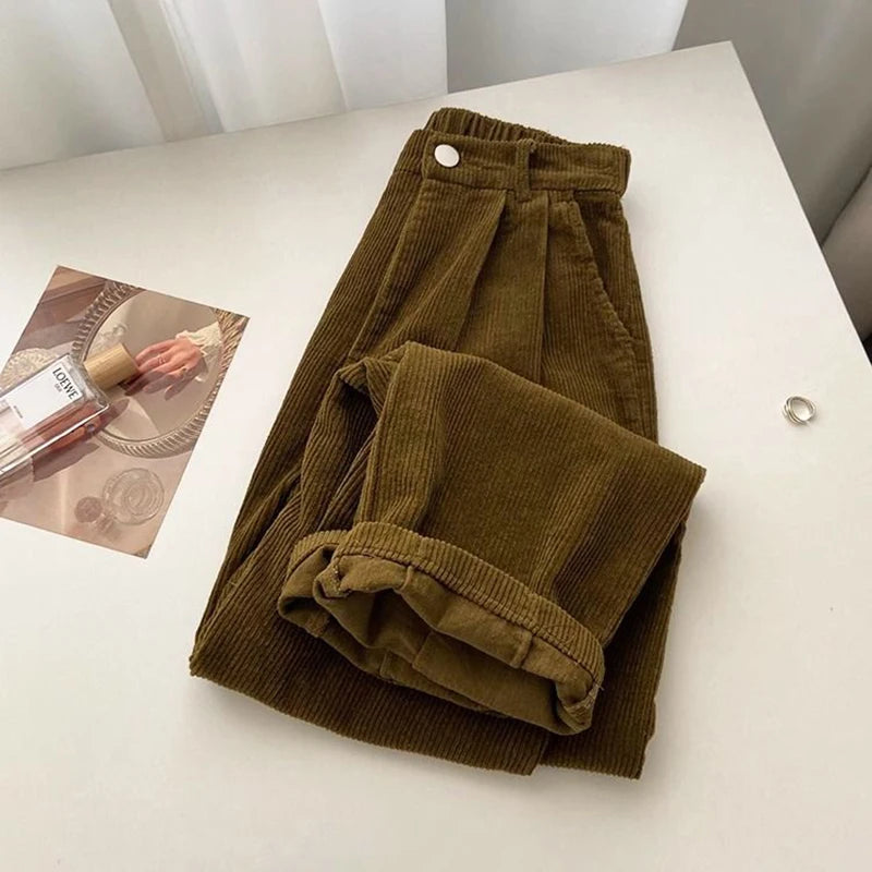 Retro Corduroy Straight Pants