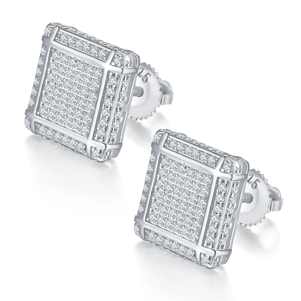 Sterling Moissanite Square Stud Earrings