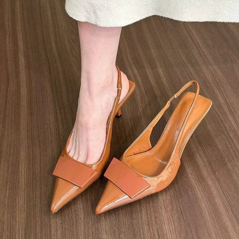 Square Buckle Slingback Heels