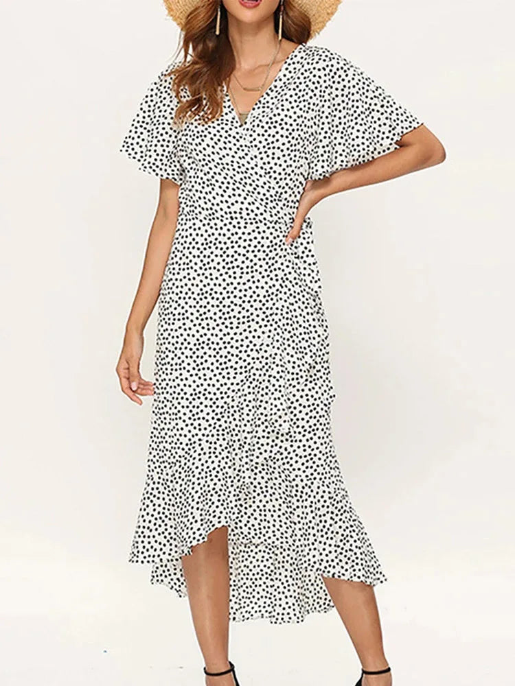 Boho Floral Wrap Maxi Dress