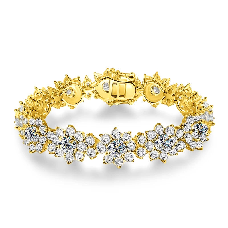 Sunflower Moissanite Silver Bangle