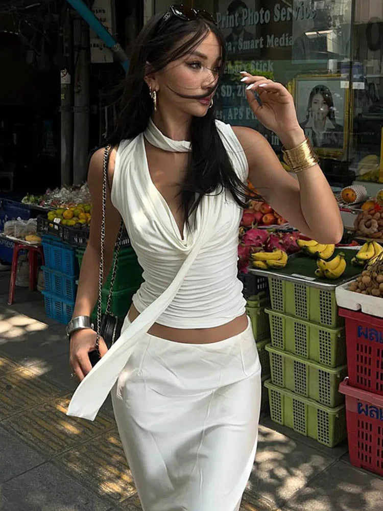 V-Neck Bandage Knit Tank