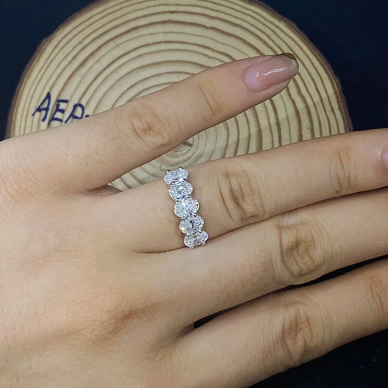 5pcs 14K White Gold Oval Diamond Rings