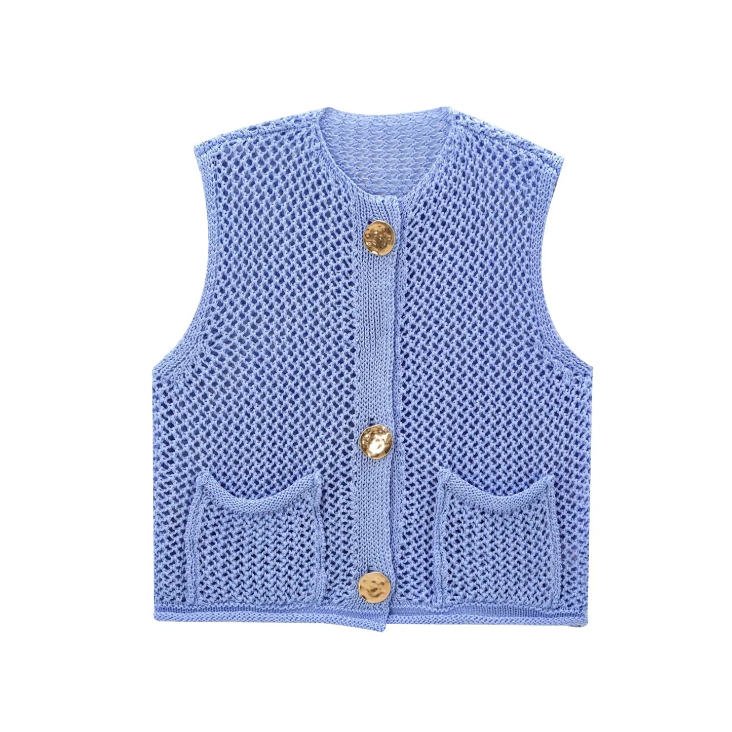 Sleeveless Knit Vest with Pockets