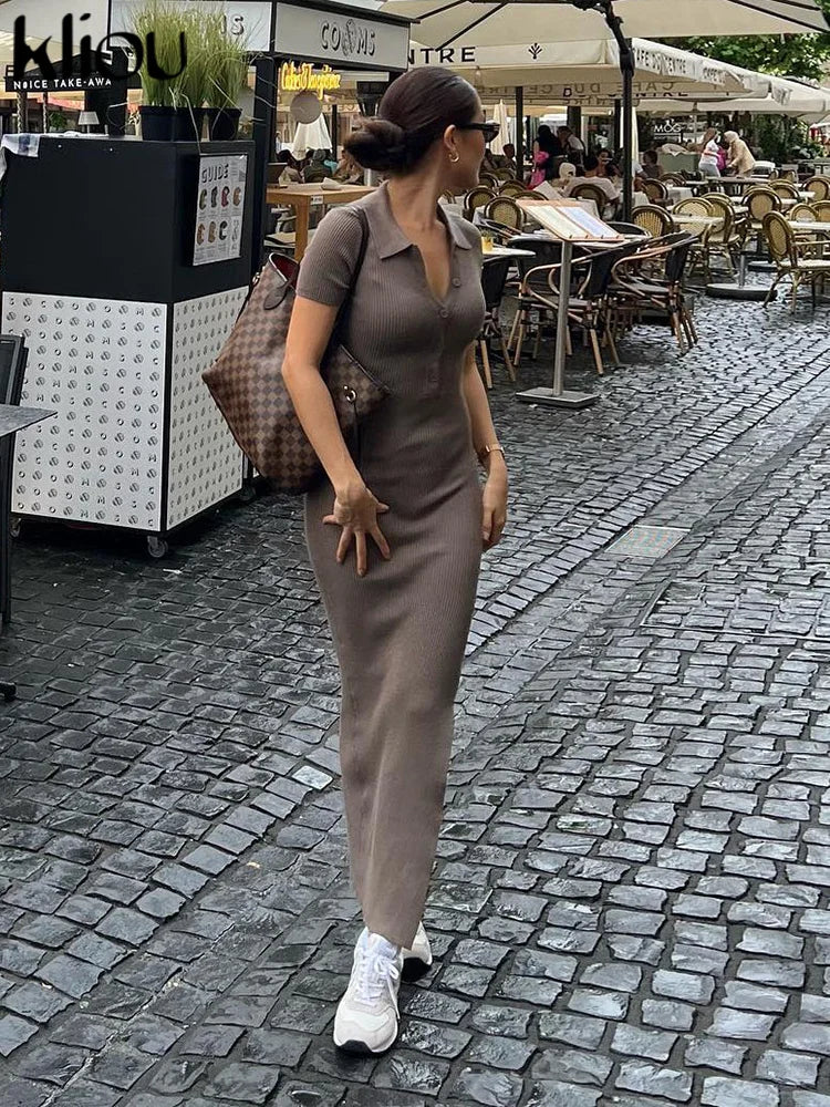 Collared Button Side Slit Dress