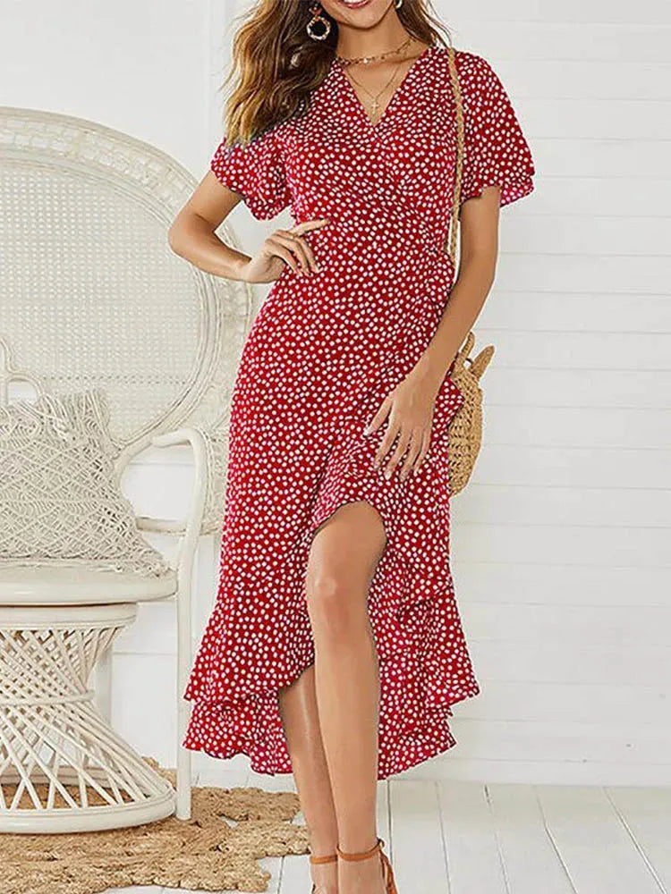 Boho Floral Wrap Maxi Dress