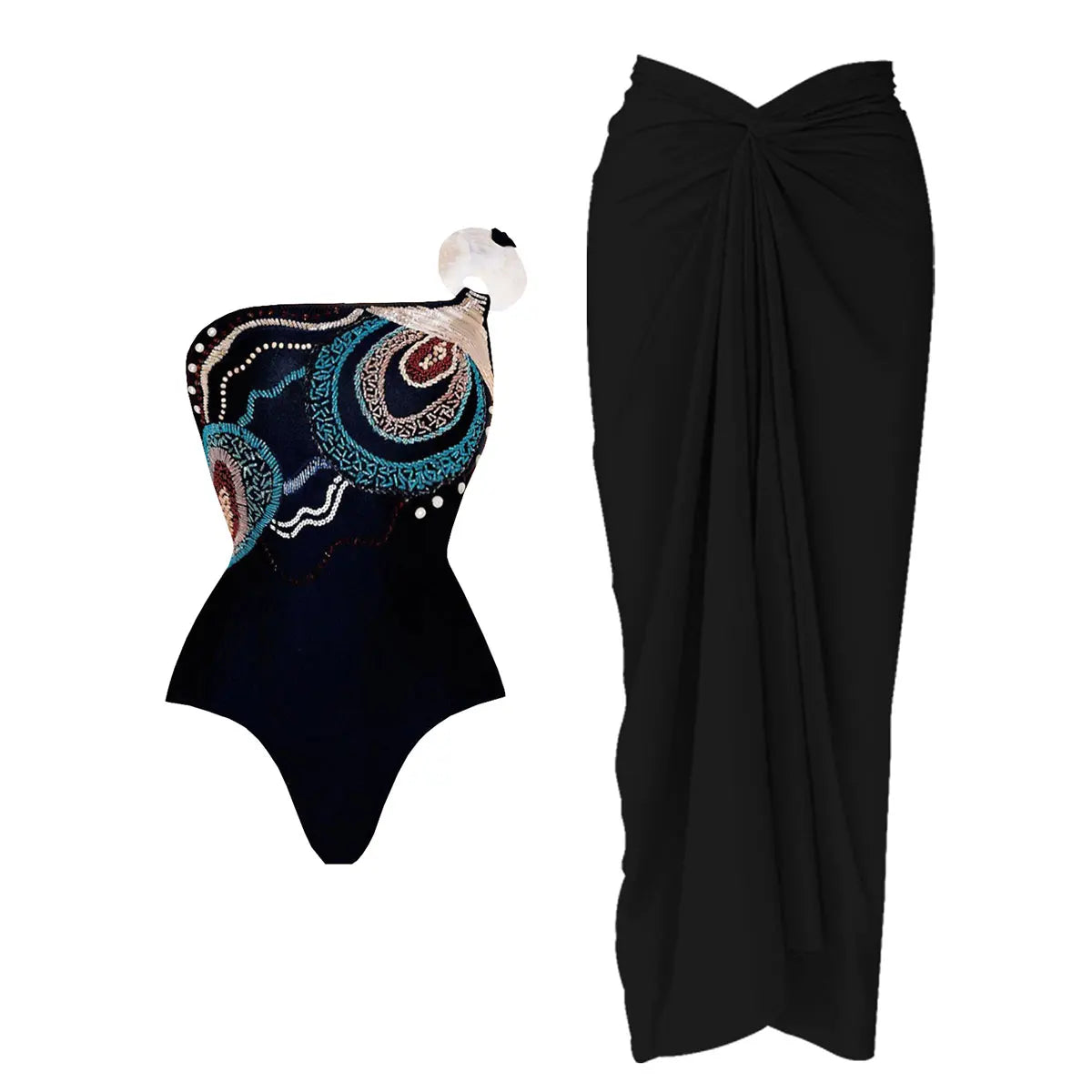 2Pcs One-Shoulder Bikini Set