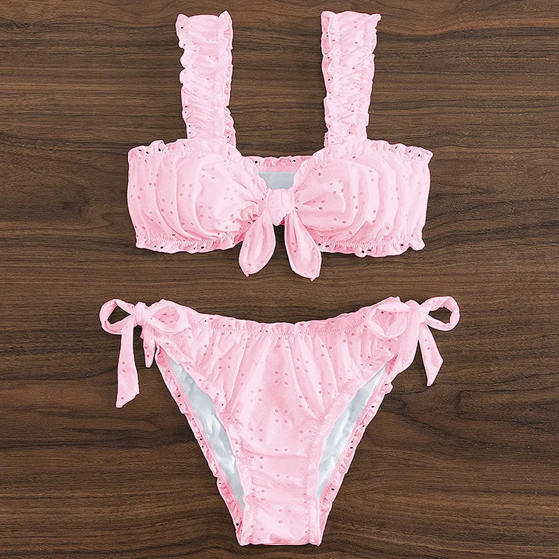 Vintage Ruffle Suspender Bikini Set