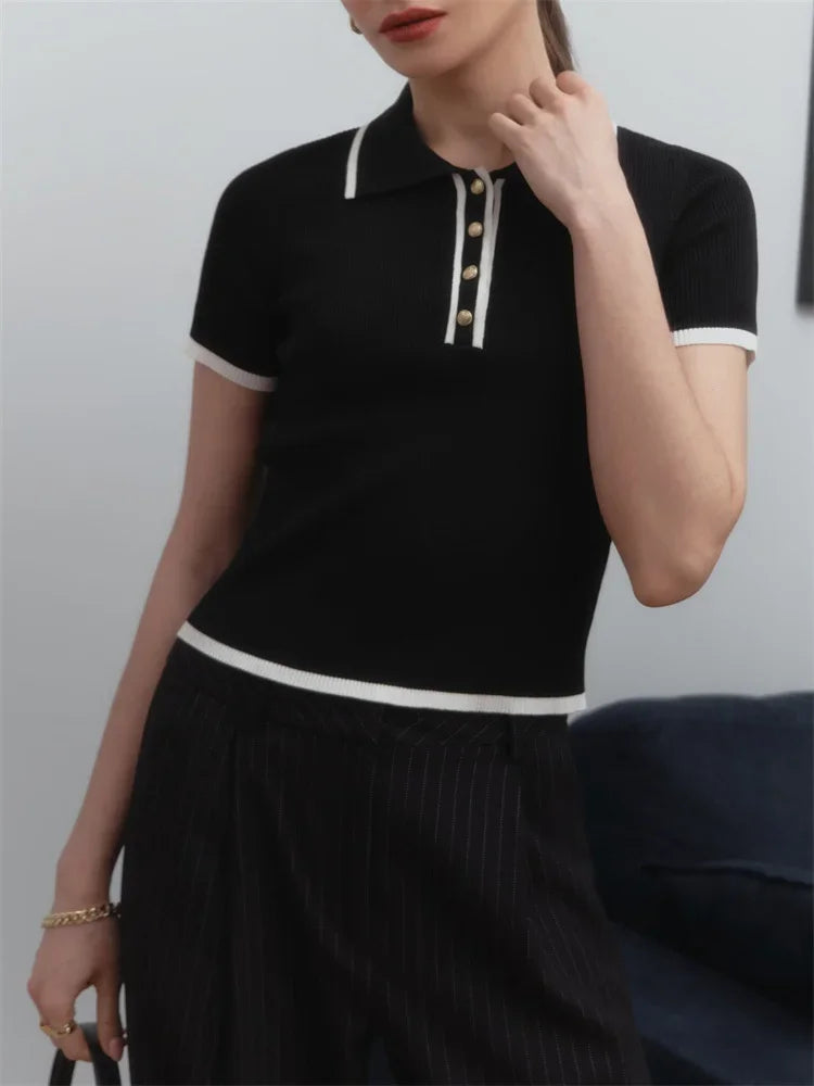 Slim Fit Patchwork Knitted Top