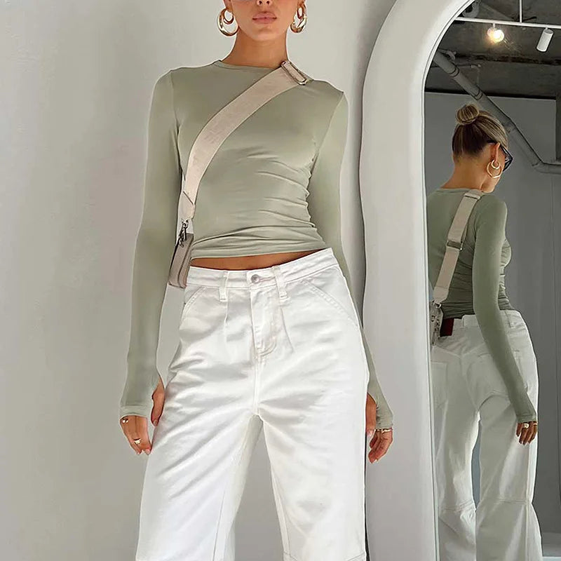 Slim Fit Thumbhole Crop Top