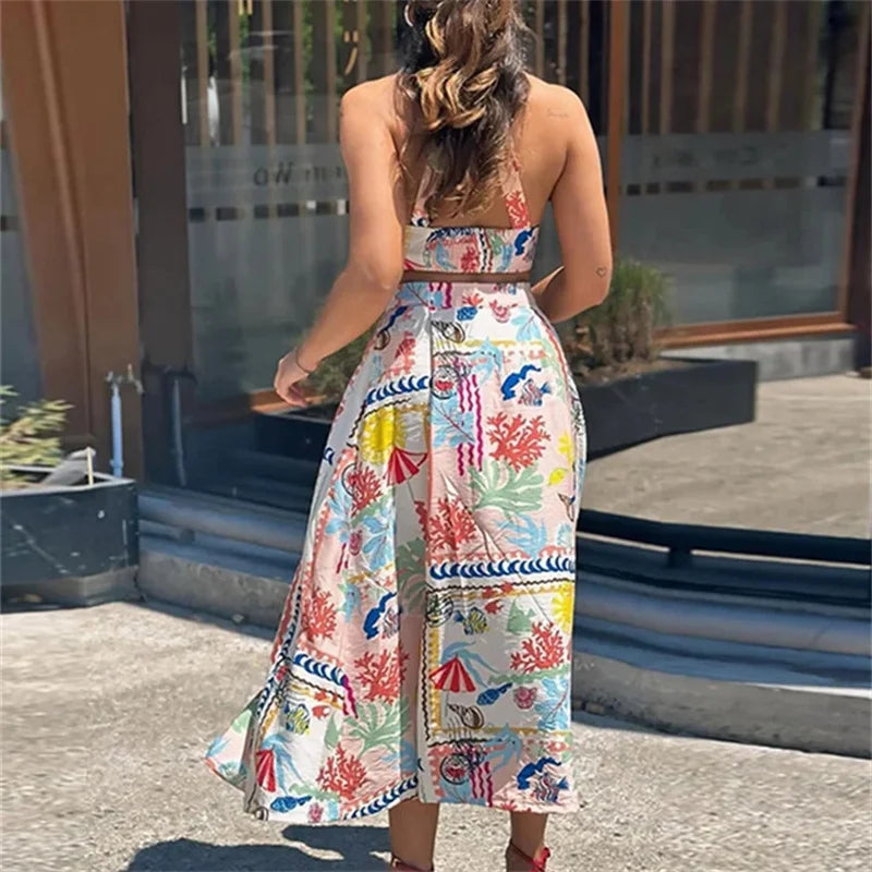 Patchwork Halter Crop Top Set