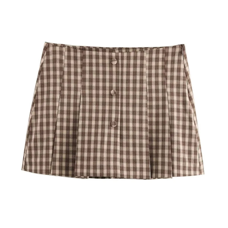 Plaid Sleeveless Crop Top set