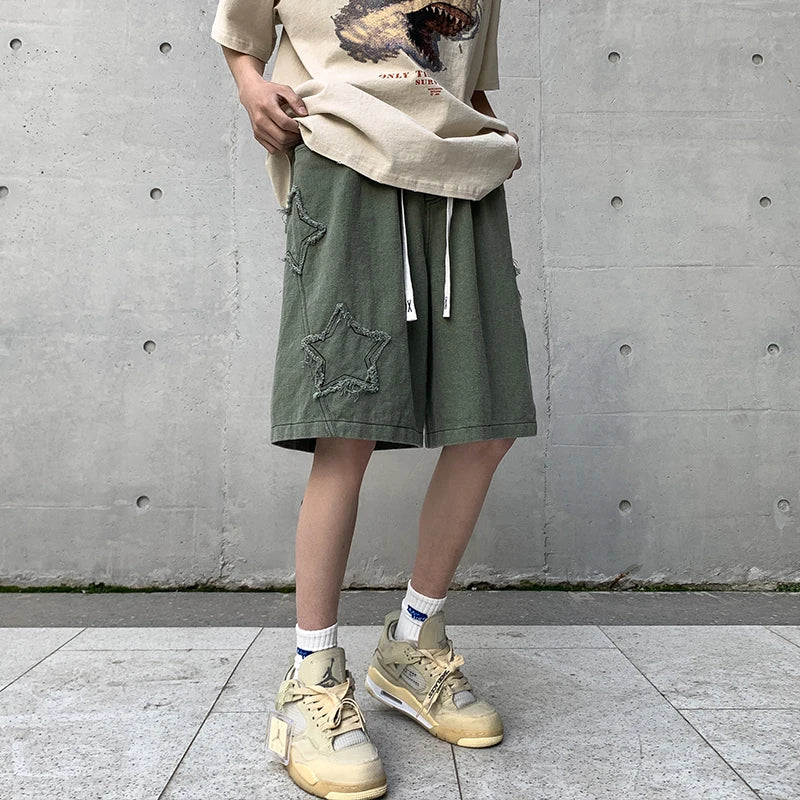 Vintage Denim Patchwork Shorts