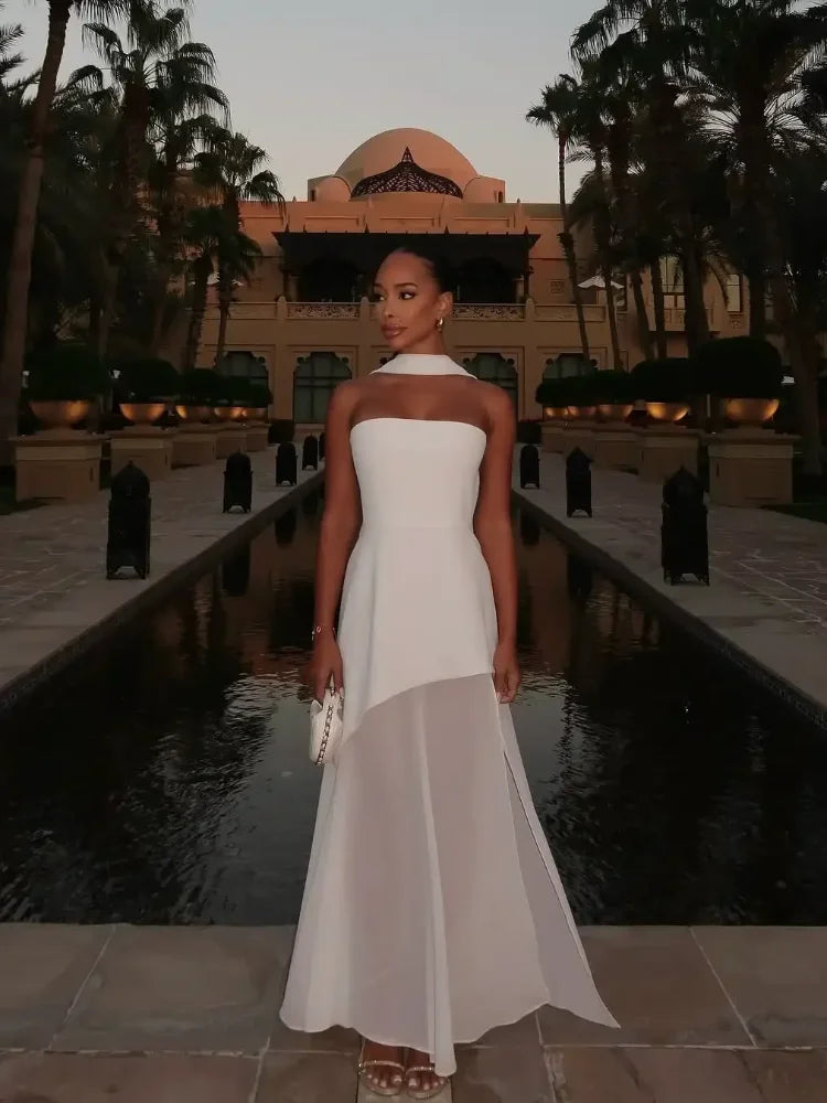 Strapless Mesh Maxi Dress