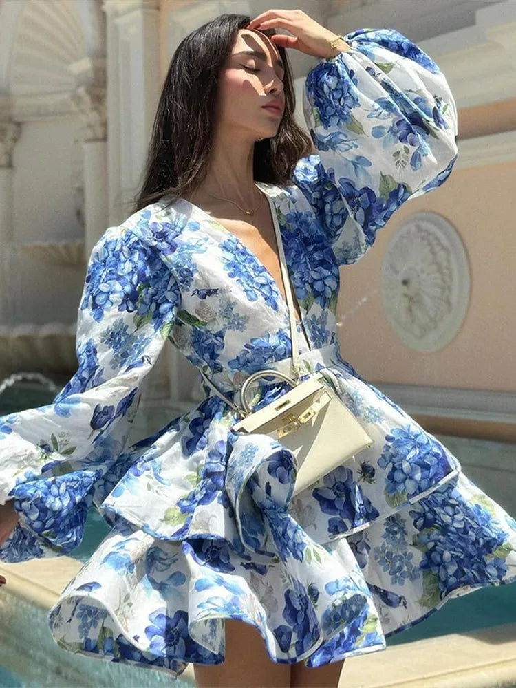 Ruffled Floral Mini Dress