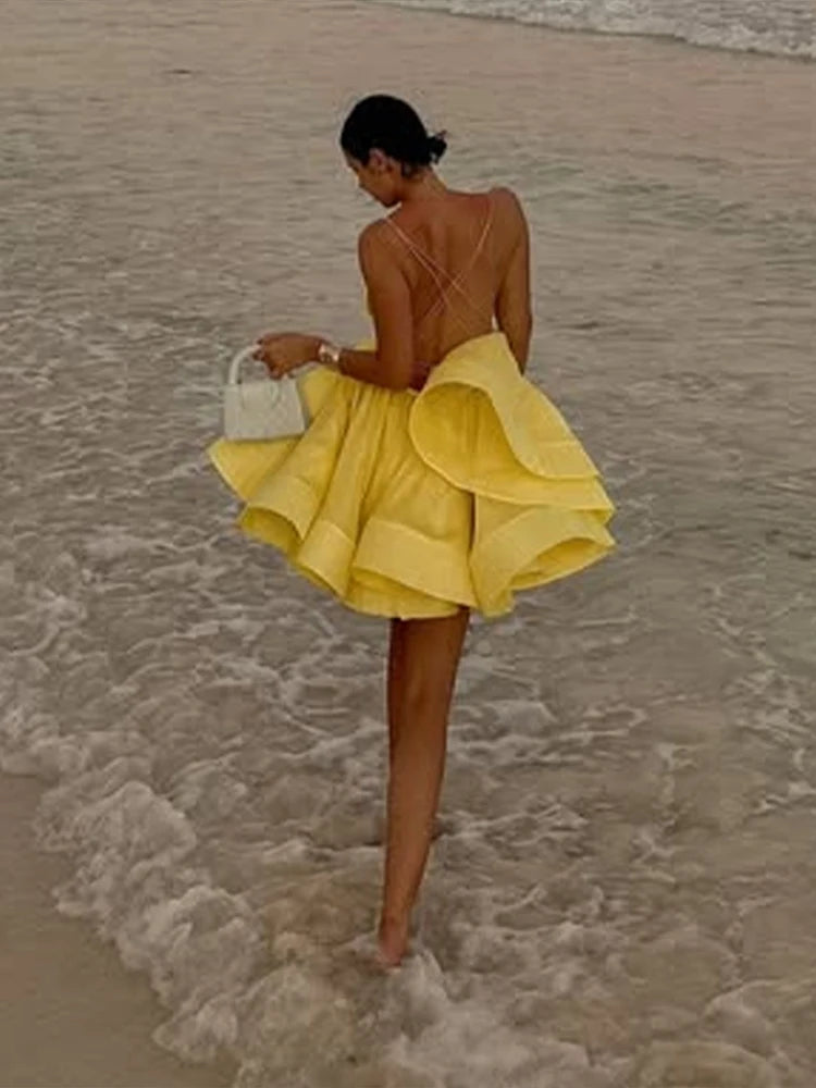 Yellow Pleated Dress