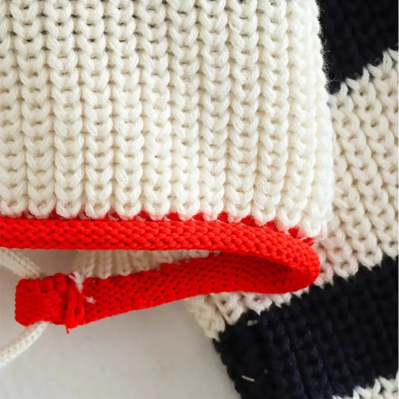 Striped Cropped Knit Sweater