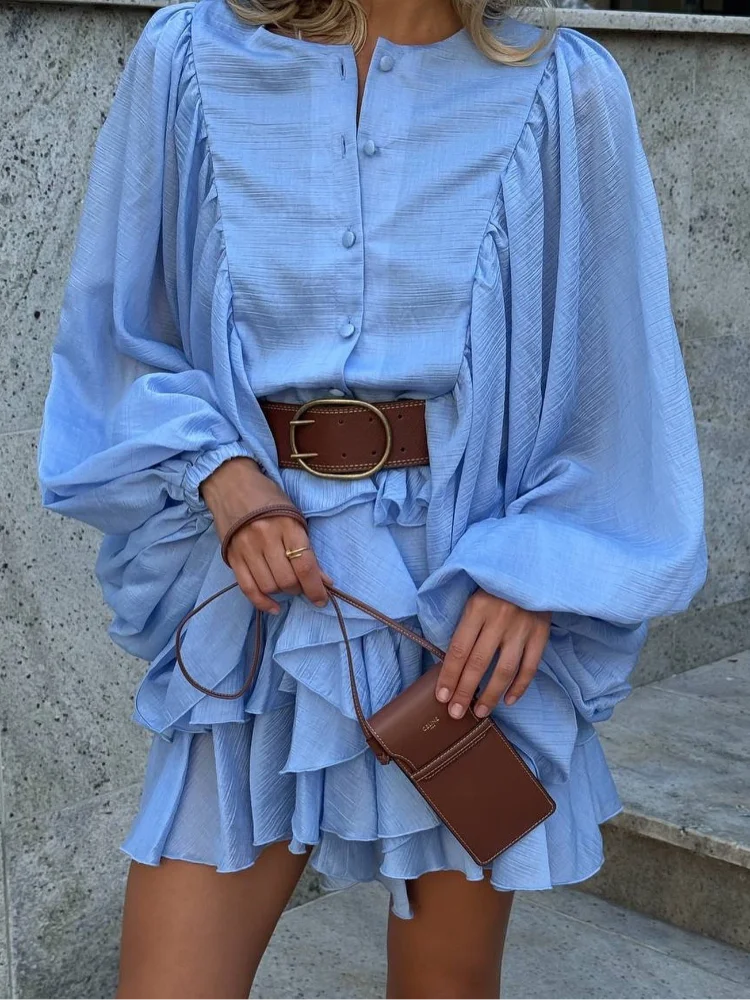 Ruffle Sleeve Mini Dress
