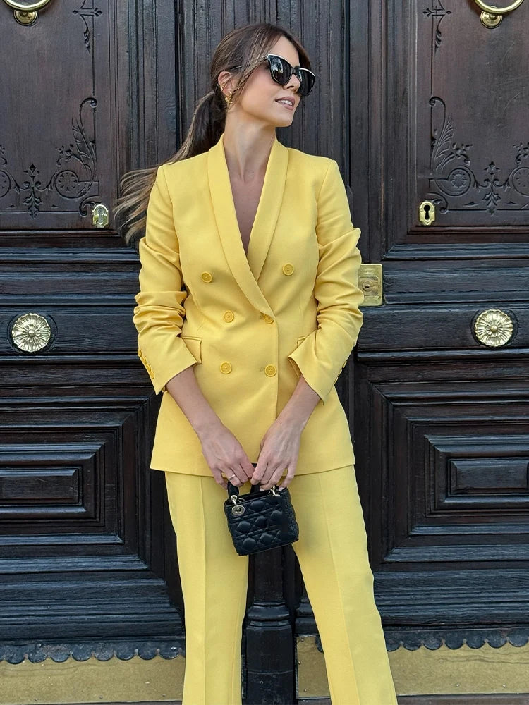 Yellow Blazer & Pants Set