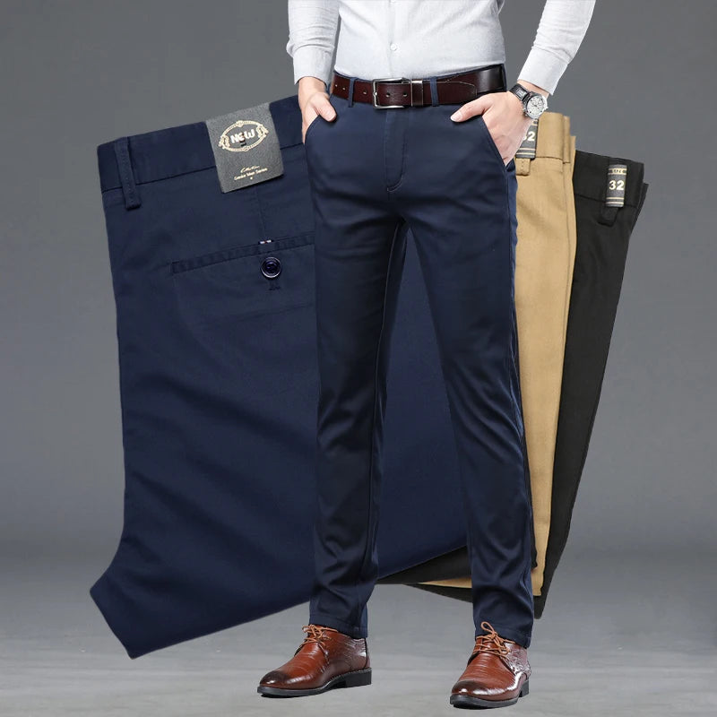 Summer Slim Fit Cotton Suit Pants
