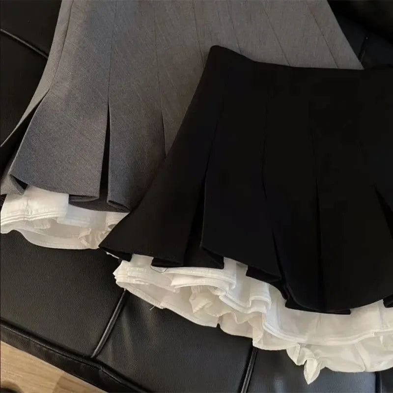 Ruffled Pleated Mini Skirt